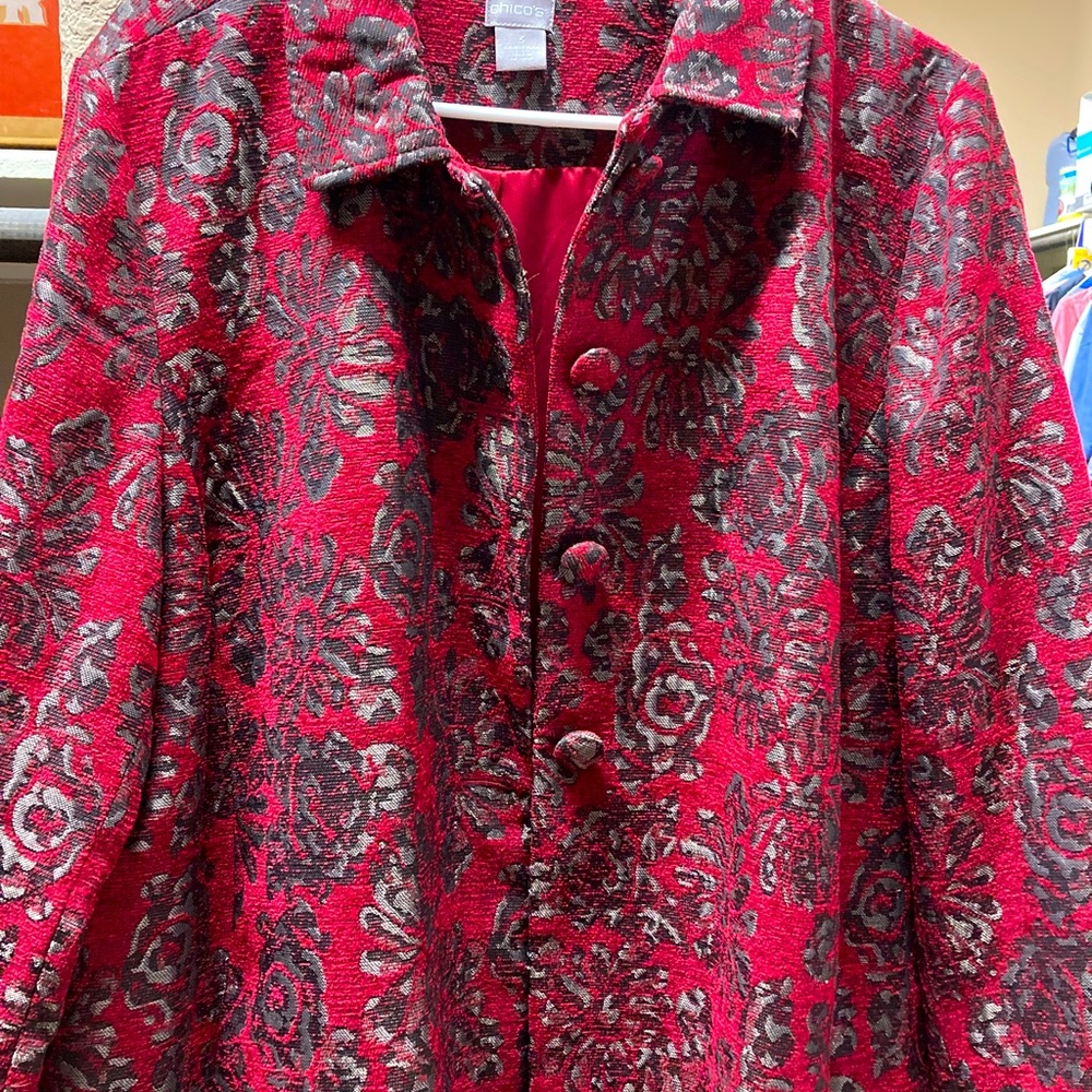 Never worn!  Chico’s red jacket